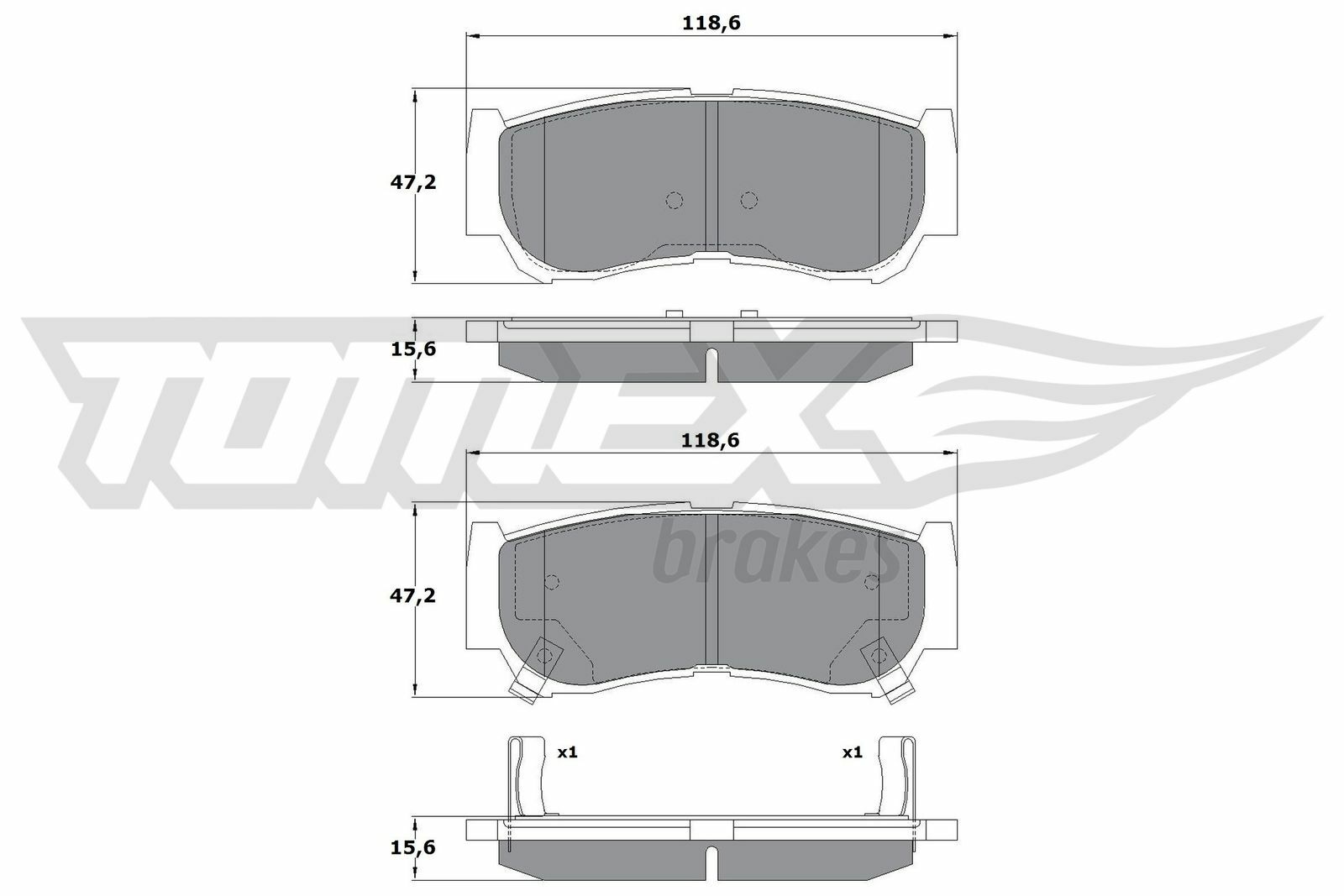 Sada brzdových destiček, kotoučová brzda TOMEX Brakes